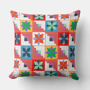 Coussin Motif géométrique patchwork multicolore