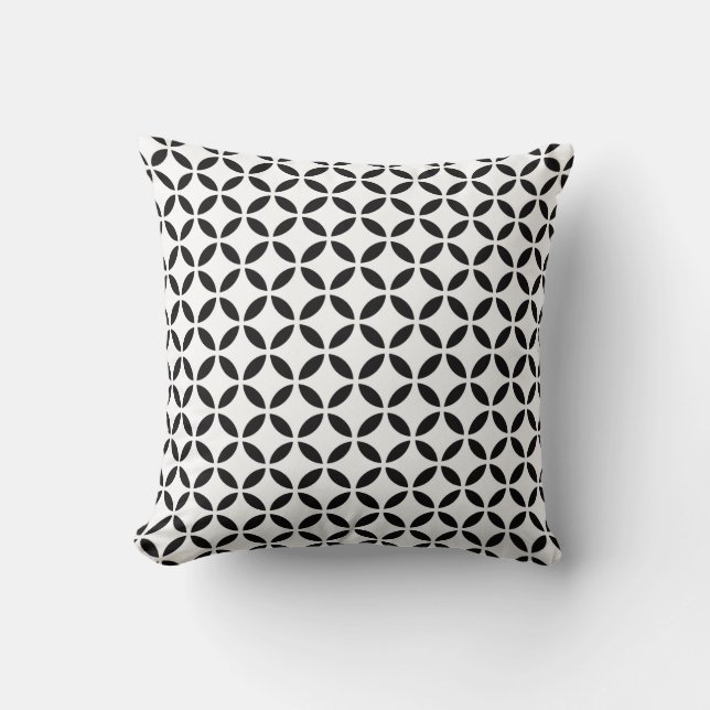 Coussin Motif géométrique pétale noir blanc chic (Recto)