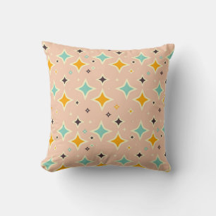 Coussin Motif géométrique rétro avec sarcelle, orange, noi