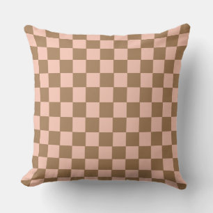 Coussin Motif géométrique rétro damier Ocra Rose