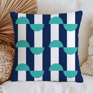 Coussin Motif Géométrique Rétro Moderne de la Mi-Siècle Bl