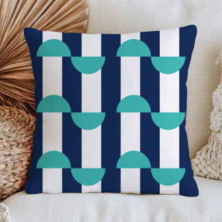 Coussin Motif Géométrique Rétro Moderne de la Mi-Siècle Bl