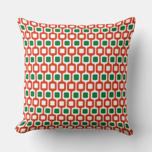 Coussin Motif géométrique rétro : rouge et vert