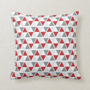 Coussin Motif géométrique rouge de blanc gris