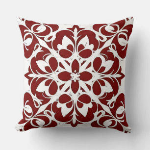 Coussin Motif géométrique rouge et blanc complexe