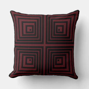 Coussin Motif géométrique rouge et noir imbriqué