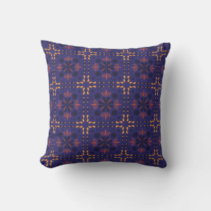Coussin Motif géométrique sans couture avec orange et roug