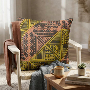 Coussin Motif géométrique tribal Boho - Mudcloth Aztèque