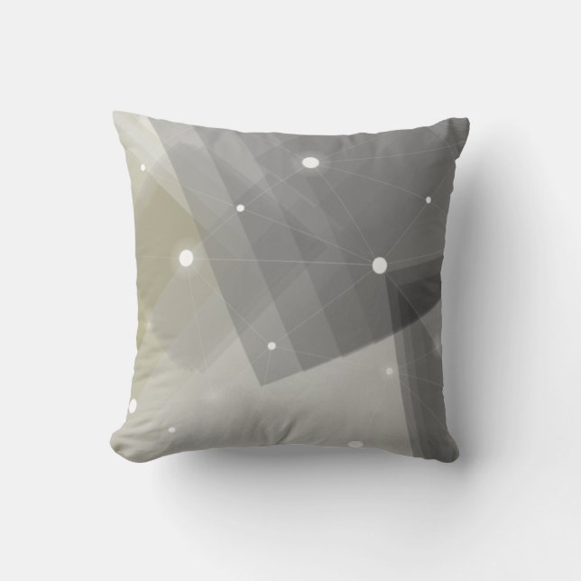 Coussin Motif géométrique vert gris et gris, sol (Recto)