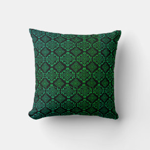 Coussin Motif géométrique vert / Impression indienne