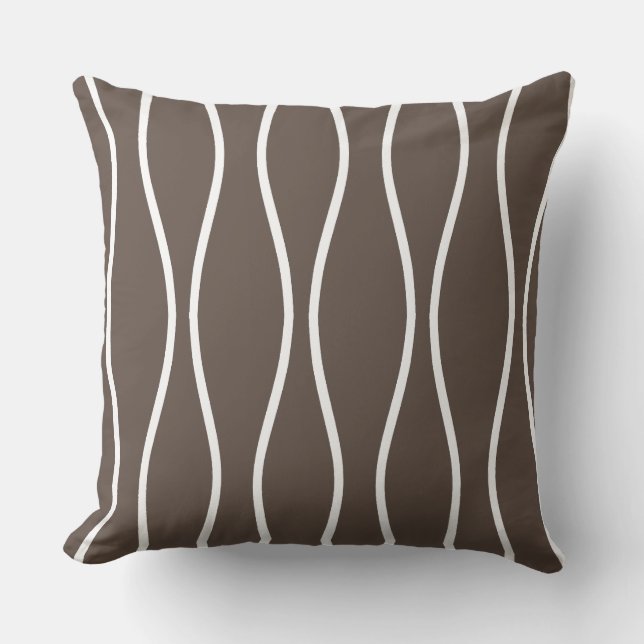 Coussin Motif géométrique Wavy Abstrait en beige (Recto)