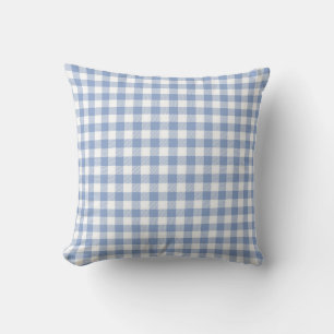 Coussin Motif Gingham Bleu Clair Imprimé Carreaux Classiqu
