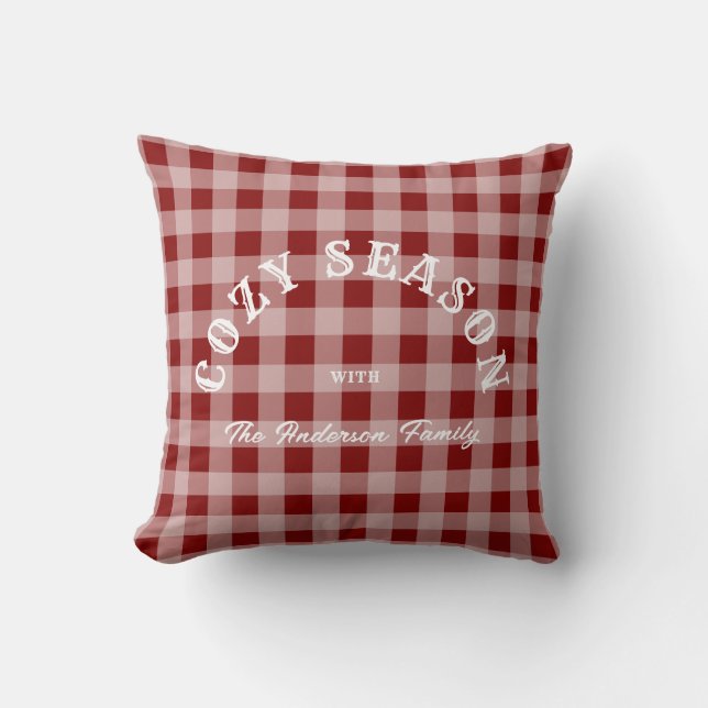 Coussin Motif Gingham Western Rustique Script Rouge Person (Recto)