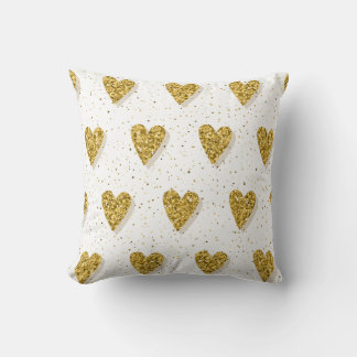 Coussin Motif Gold Hearts