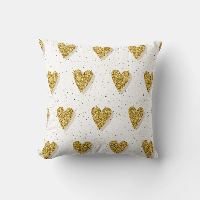 Coussin Motif Gold Hearts (Recto)