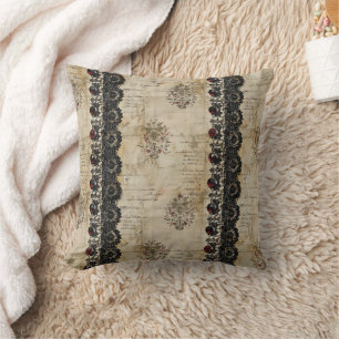 Coussin Motif gothique en dentelle rubis victorien (5)