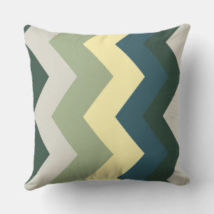 Coussin motif gris vert et turquoise chevron