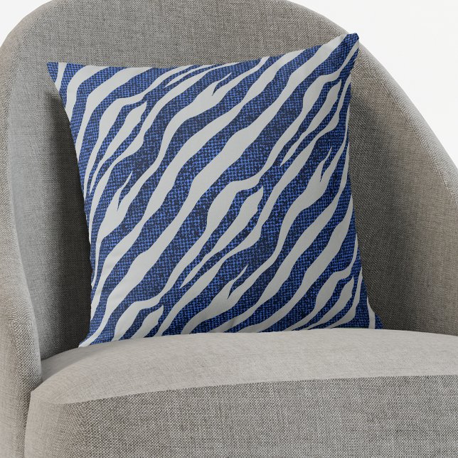 Coussin Motif Grunge Blue Zebra (Créateur téléchargé)
