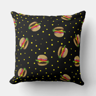 Coussin motif hamburger