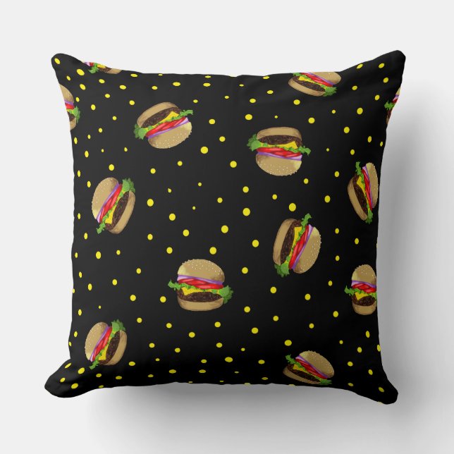 Coussin motif hamburger (Recto)