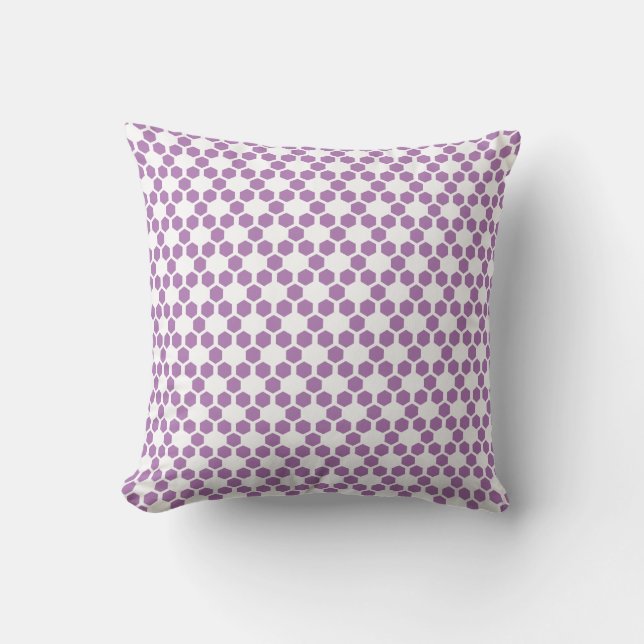 Coussin Motif Hexagon blanc violet Lavande (Recto)