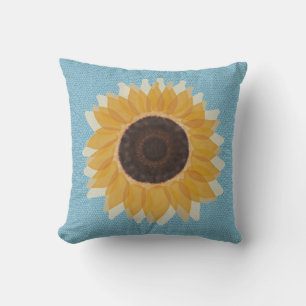 Coussin Motif Hexagon Bleu Tournesol Grande Graphique
