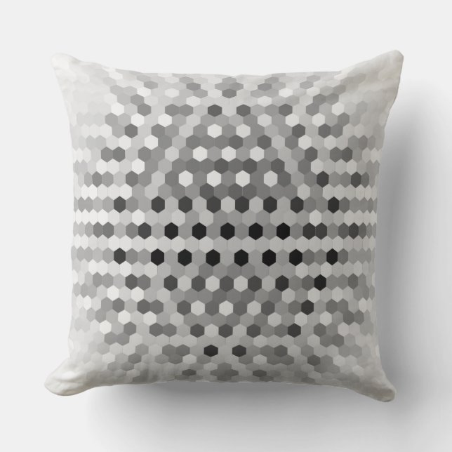 Coussin Motif Hexagons gris (Recto)