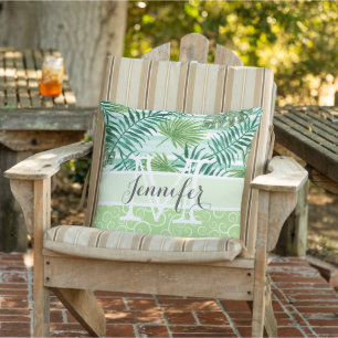 Coussin Motif Hip Tropical Green Palm Leafs