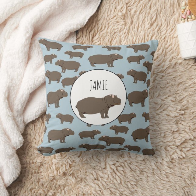 Coussin Motif Hippopotame personnalisé (Couverture)