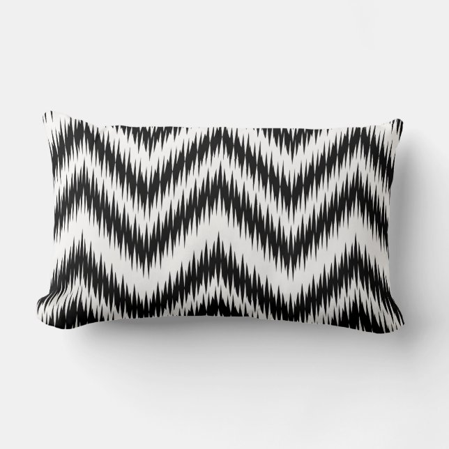 COUSSIN MOTIF IKAT CHEVRON NOIR ET BLANC (Recto)