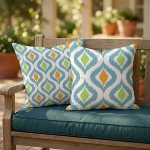Coussin Motif Ikat Estival Coloré Reversible Audacieux