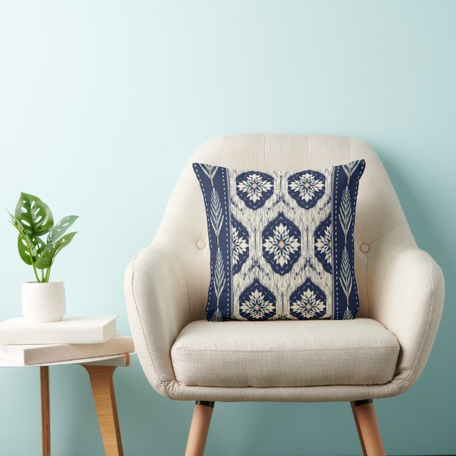 Coussin Motif Ikat Floral Paisley (Chaise)