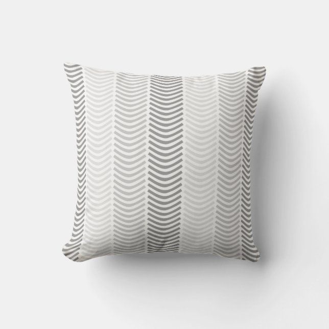 Coussin Motif/Impression Chevron Gris (Recto)