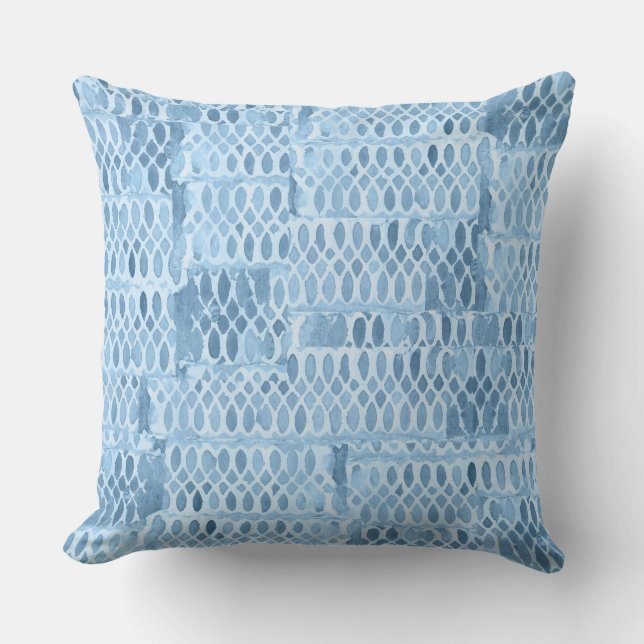 Coussin Motif Inspiré de Dentelle Bleue (Recto)