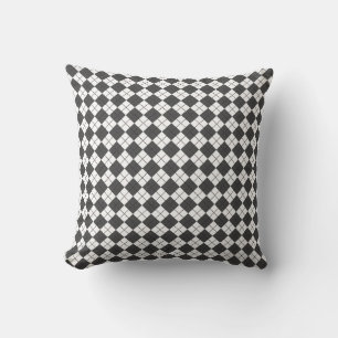 Coussin Motif Jacquard gris et blanc À damiers