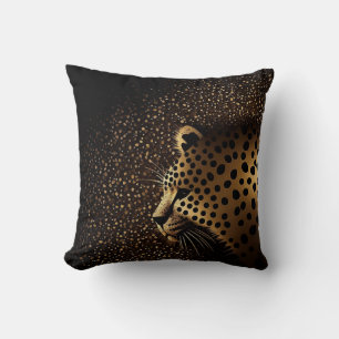 Coussin Motif Jaguar Doré
