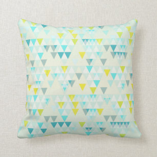 Coussin Motif jaune blanc bleu d'Aqua géométrique de