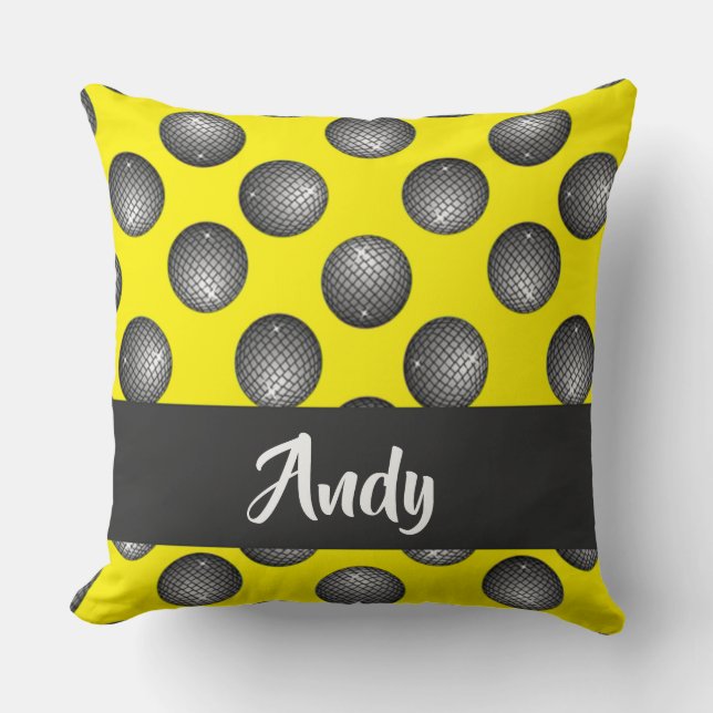 Coussin Motif jaune boule disco (Recto)