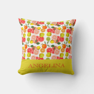 Coussin Motif jaune citron citrus