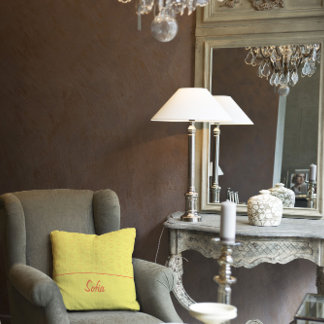 Coussin Motif jaune coeur rouge