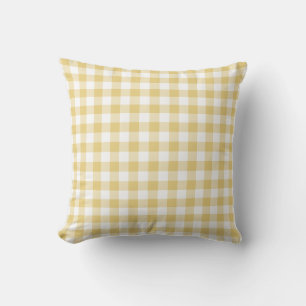 Coussin Motif jaune ocre et blanc En vichy