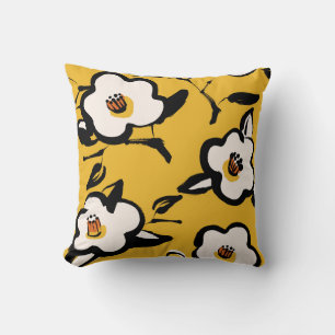 Coussin Motif jaune Vintage floral avec main mince dr