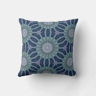Coussin Motif kaléidoscope géométrique sarcelle et marine