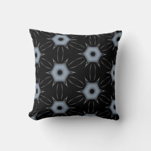 Coussin Motif kaléidoscope noir avec points gris