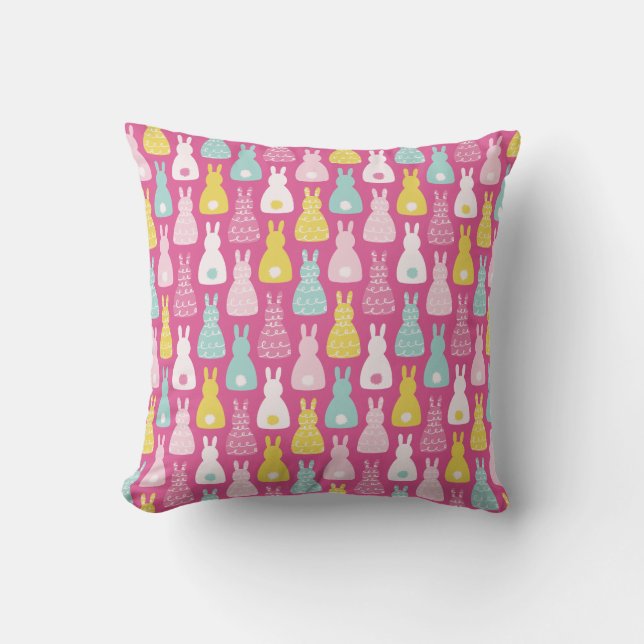 Coussin Motif lapin rose (Recto)