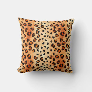 Coussin Motif léopard à l'aquarelle dessiné à la main. Fou