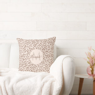 Coussin Motif léopard brun Mousse et Crème