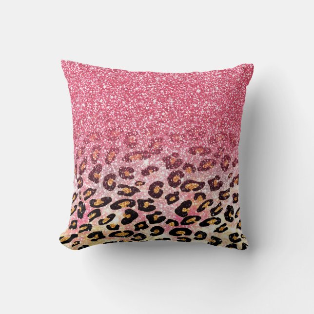 Coussin Motif léopard de Parties scintillant rose Glam (Recto)