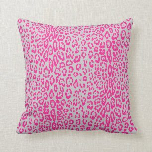Coussin Motif léopard rose et gris