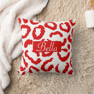 Coussin Motif Léopard Rouge